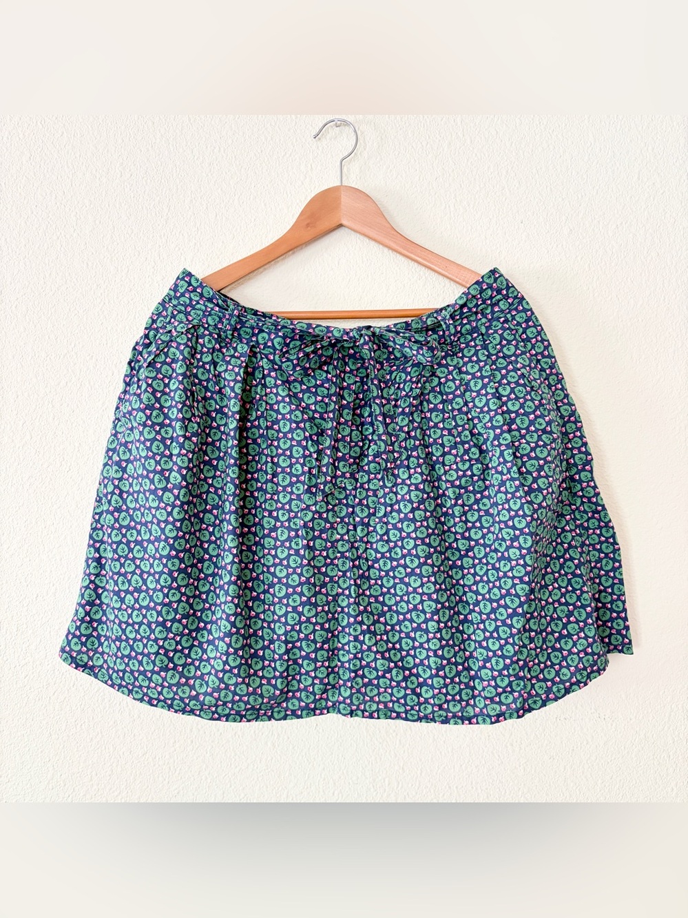 Gap Floral Mini Skirt Size 10 Blue Green Print Lined Side Pockets